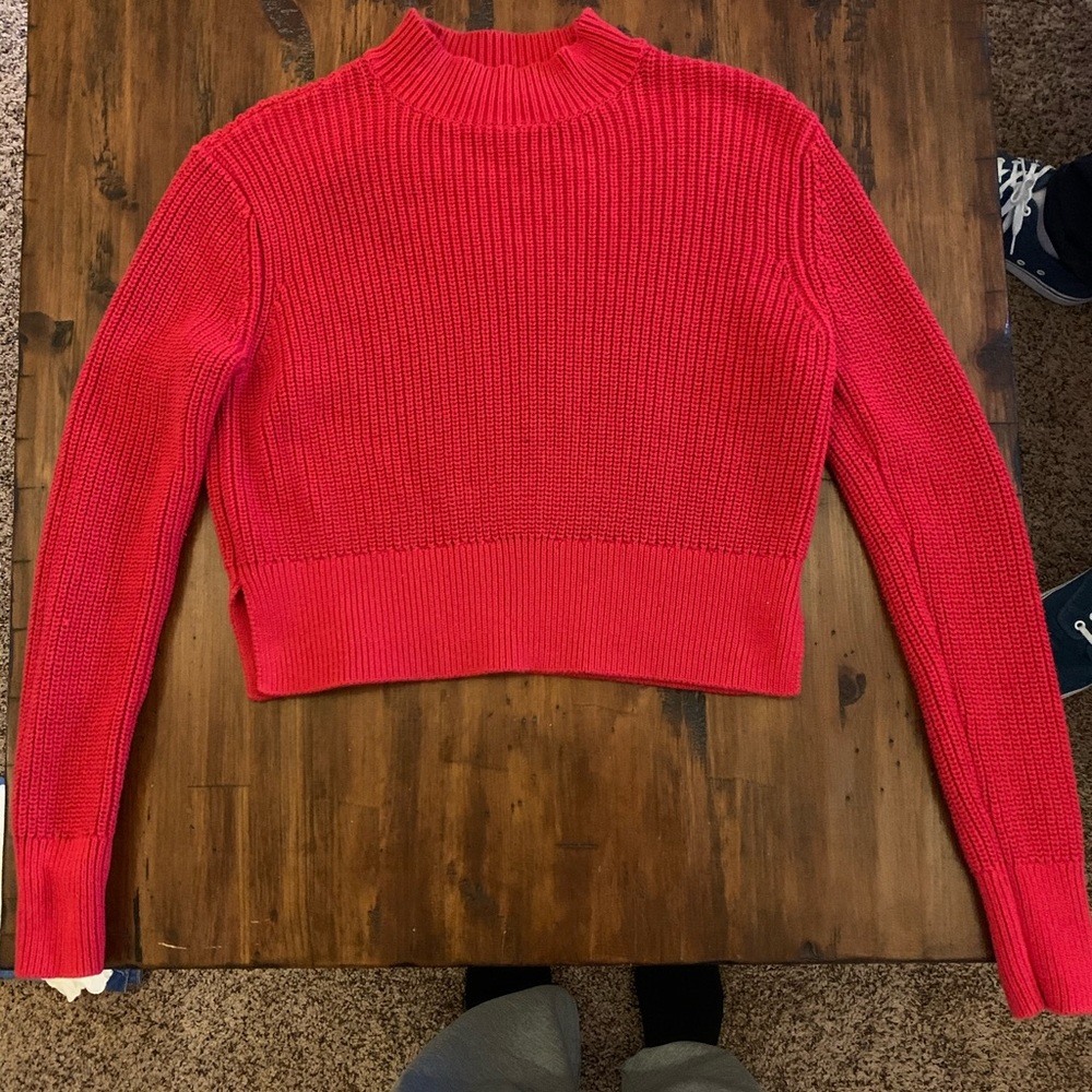 Red crew neck sweater
